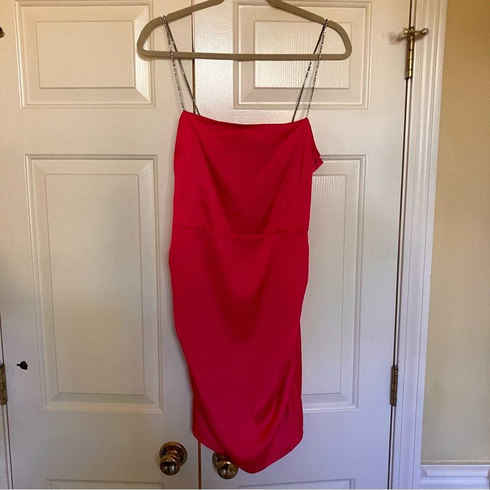 NWT Nasty Gal Diamante Strap Hot Pink Mini Dress